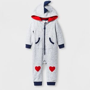 Cat & Jack Gray One Piece with Red Heart Details
